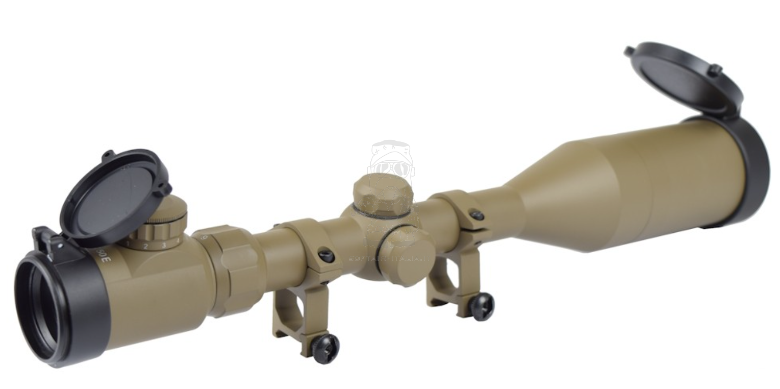 3x9x50E Red Target Scope Ottica Tan Fog & Shock by Snow Wolf