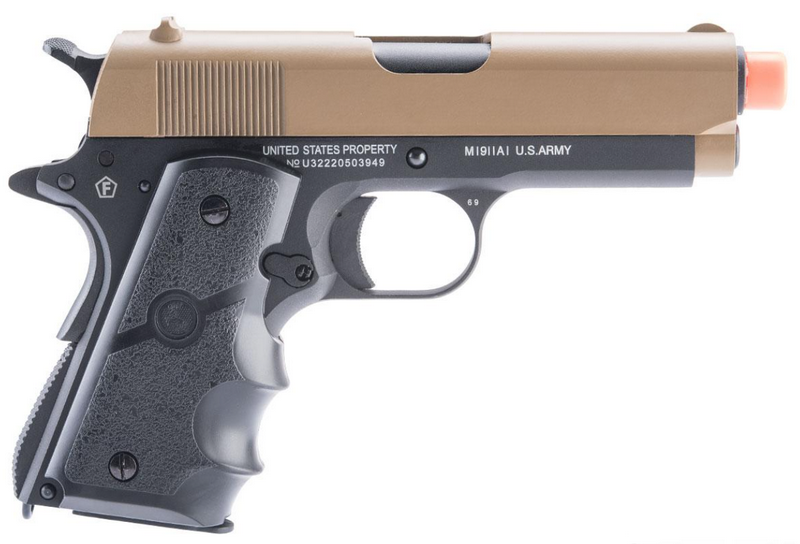 Colt 1911 Defender Cybergun Licensed GBB Gas Blow Back Dual Color Tan Slide Version by SRC > Cybergun