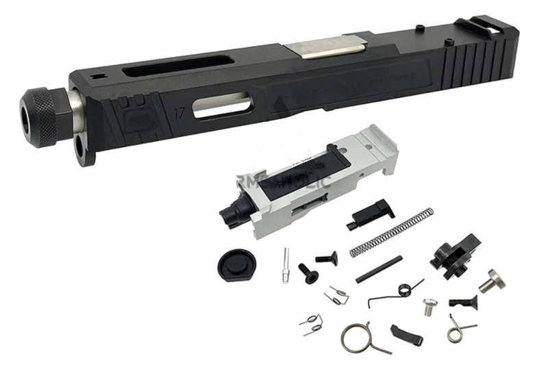 Guns Modify SA Tier 1 Style RMR Slide Silver Threated Stainless Outer Barrel Housing & Parts Set For TOKYO MARUI G17 by Guns Modify