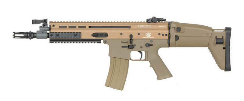 SCAR - L Tan FN Scritte e Loghi Originali Licensed Authenticity AEG by Cybergun - Platinum Cyma