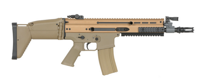 SCAR - L Tan FN Scritte e Loghi Originali Licensed Authenticity AEG by Cybergun - Platinum Cyma