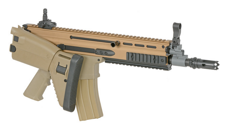 SCAR - L Tan FN Scritte e Loghi Originali Licensed Authenticity AEG by Cybergun - Platinum Cyma