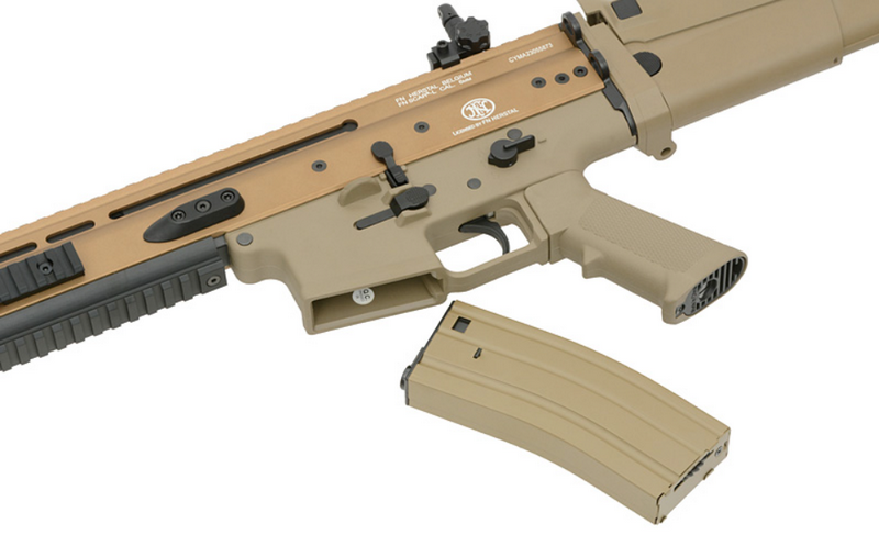 SCAR - L Tan FN Scritte e Loghi Originali Licensed Authenticity AEG by Cybergun - Platinum Cyma