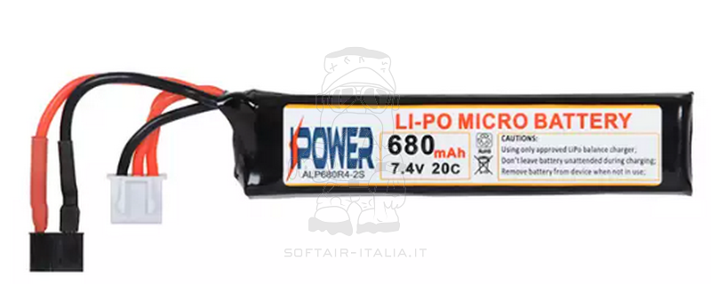 AEP Air Electric Pistol T-Deans Micro 680mAh 7,4V 20C Li-Po Battery by iPower