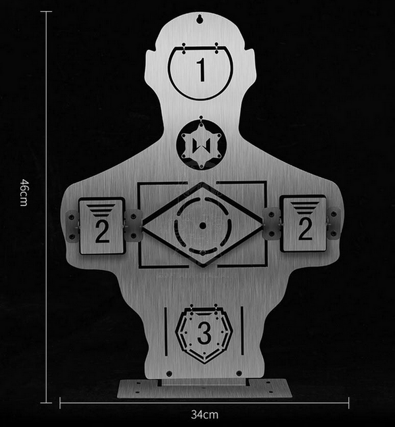 Airsoft - Softair Human Fake Metal Tilting - Reactive Targets Half Body Bersaglio Mezzo Busto in Metallo con Bersagli Basculanti - Reattivi