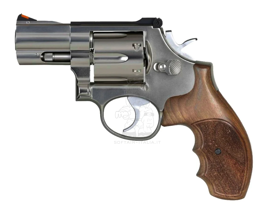Ares Revolver S&W Wood Grips & Metal Co2 Model 686 2inch Silver - Chrome Version by Ares