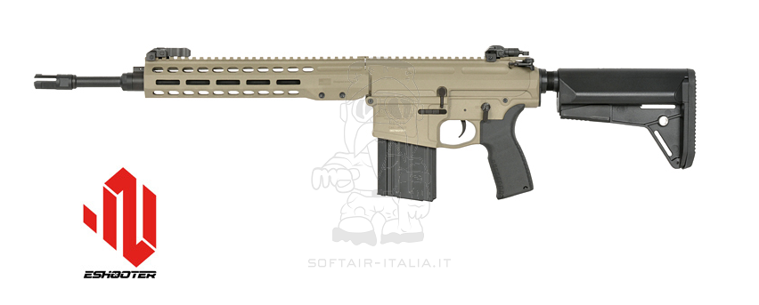 Barrett Rec10 11.5inch M-LOK Handguard DMR Eshooter Kestrel V2 Basic Mosfet cal.7,62 AEG Desert Tan Version by EGM > Cyma