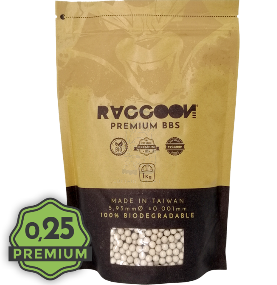 BIO 0,25 Raccoon bb Premium Pallini 100% Biodegradabili 1kg