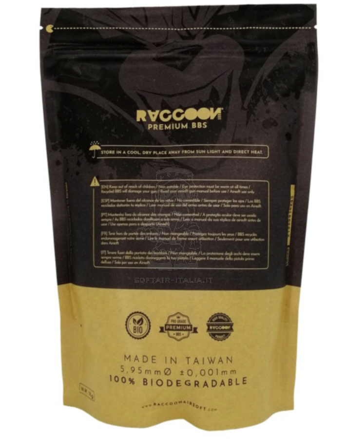 BIO 0,25 Raccoon bb Premium Pallini 100% Biodegradabili 1kg