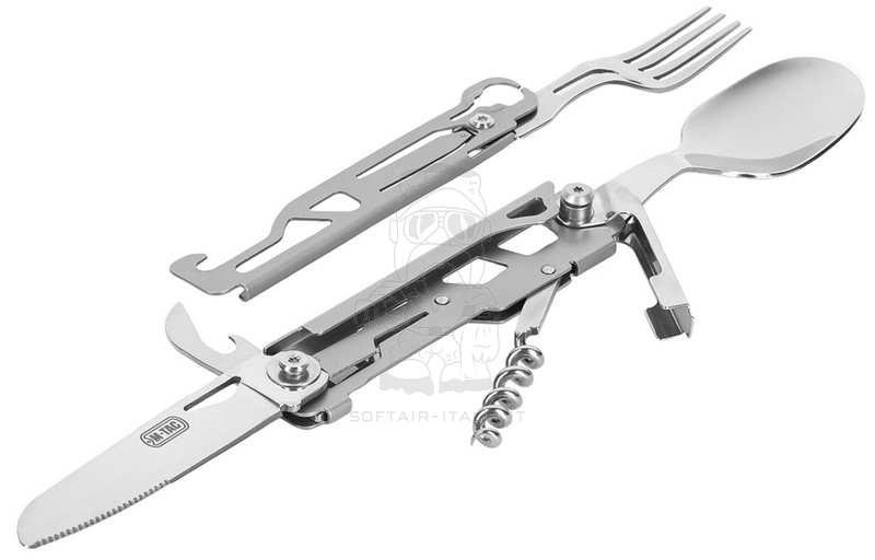 Cutlery Steel Spork Set w. Carabiner by M-TAC