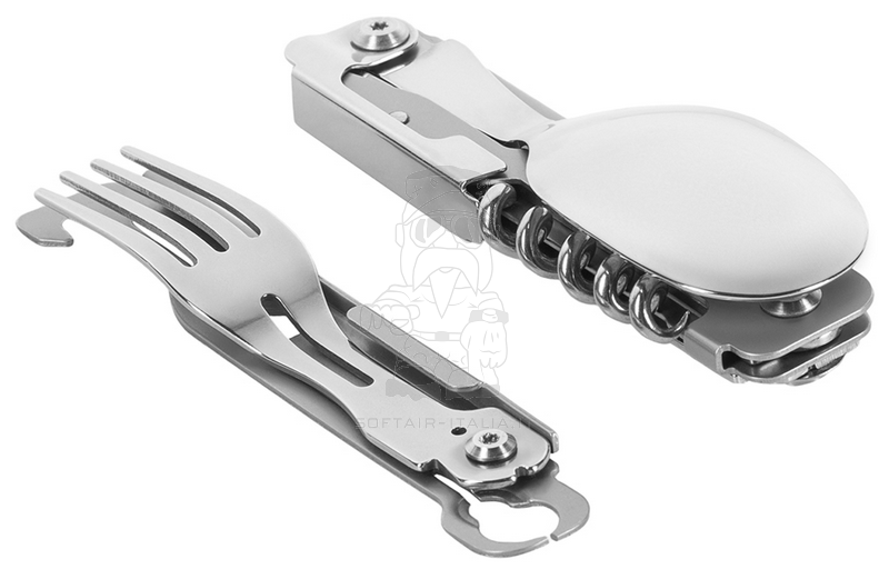 Cutlery Steel Spork Set w. Carabiner by M-TAC