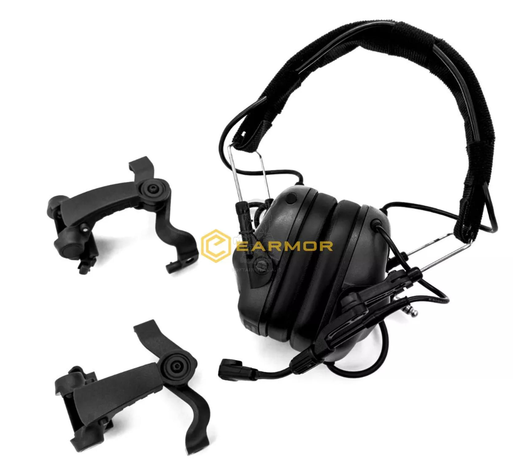 EARMOR M32X MOD4 Tactical Headset Black with Headband and M16C Mount for FAST / ARC Rails by EARMOR