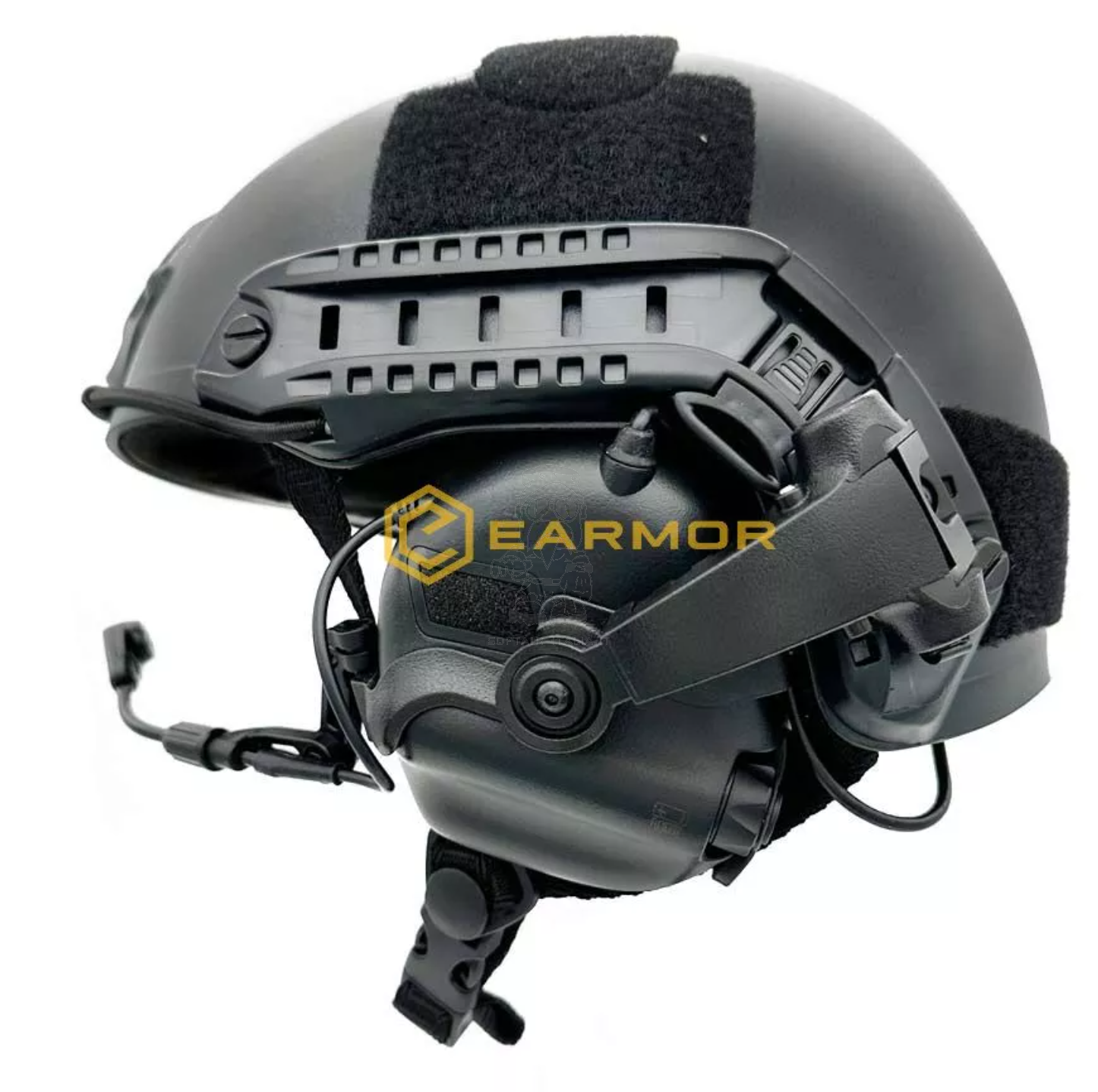 EARMOR M32X MOD4 Tactical Headset Black with Headband and M16C Mount for FAST / ARC Rails by EARMOR