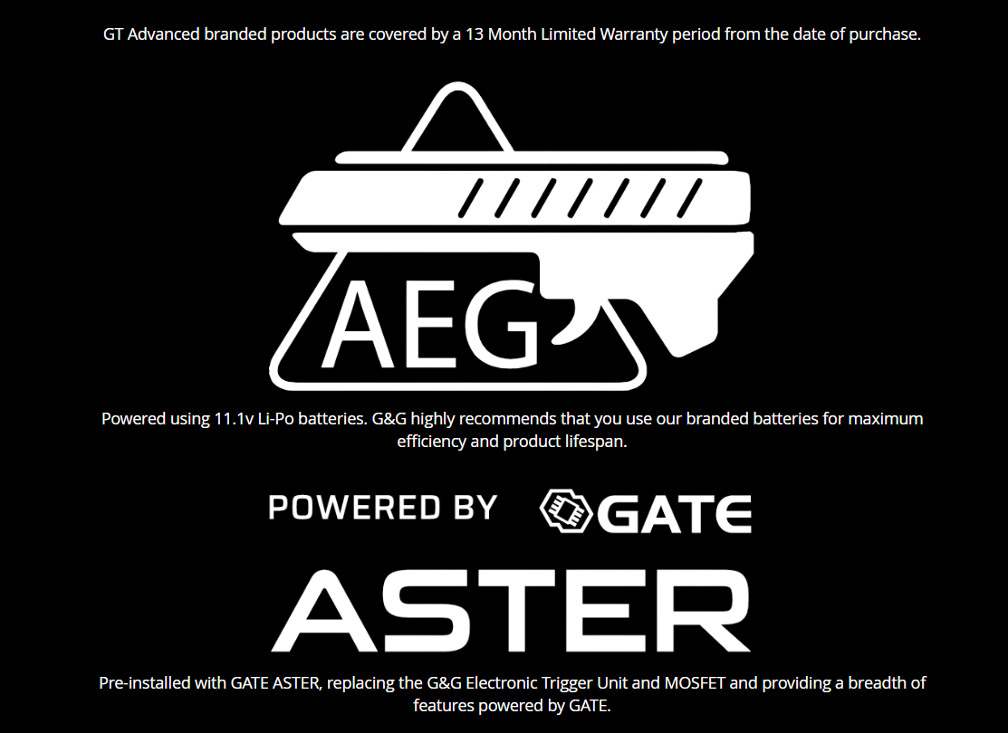 G&G TR16 GMS MK2 15" ETU & GATE Mosfet Aster V2 Se ECU AEG by G&G