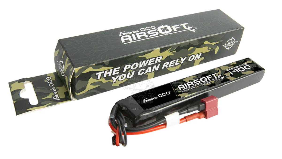 Gens Ace Li-Po Battery Batteria 1400mAh 25C 7.4v 2S1P T-Deans Plug by Gens Ace