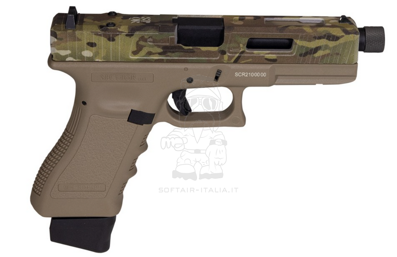 Gladius Magna III Co2 GBB G17 Type RMR Dual Color Mc Multicam - Desert Tan Dark Earth Metal Slide by Secutor Arms