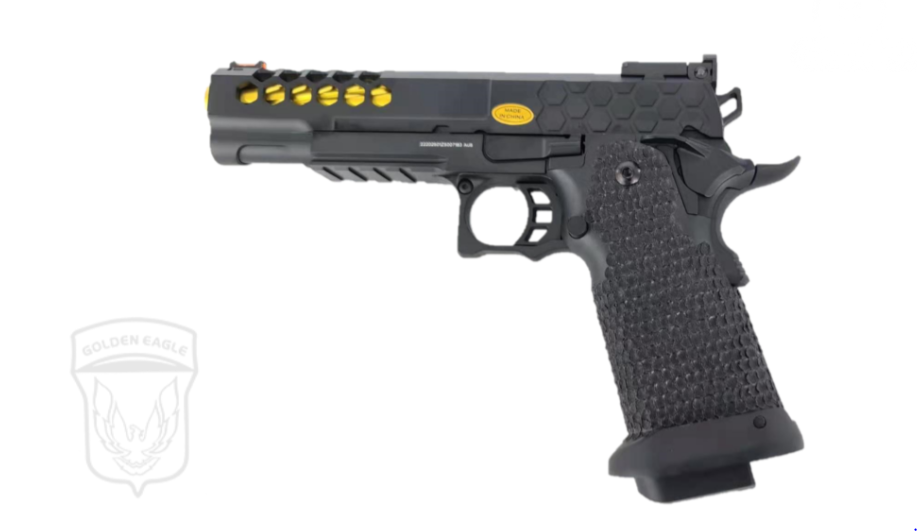 Golden Eagle Hi-Capa 5.1 HEX Golden Barrel GBB Gas Blow Back Airsoft Pistol by Golden Eagle