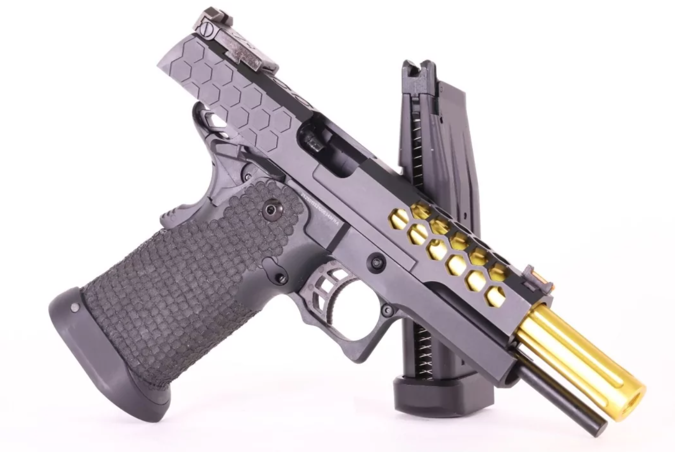 Golden Eagle Hi-Capa 5.1 HEX Golden Barrel GBB Gas Blow Back Airsoft Pistol by Golden Eagle