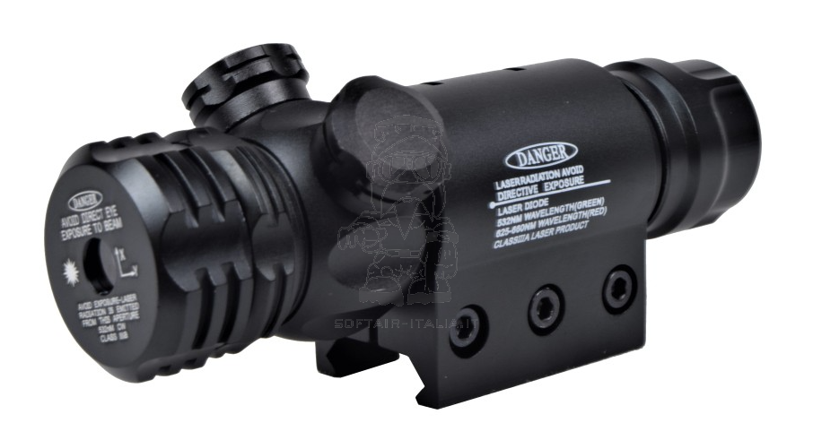 Laser Rosso Full Metal Red Laser Weaver - Picatinny w. Barrel Mount e Comando Remoto by Js-Tactical