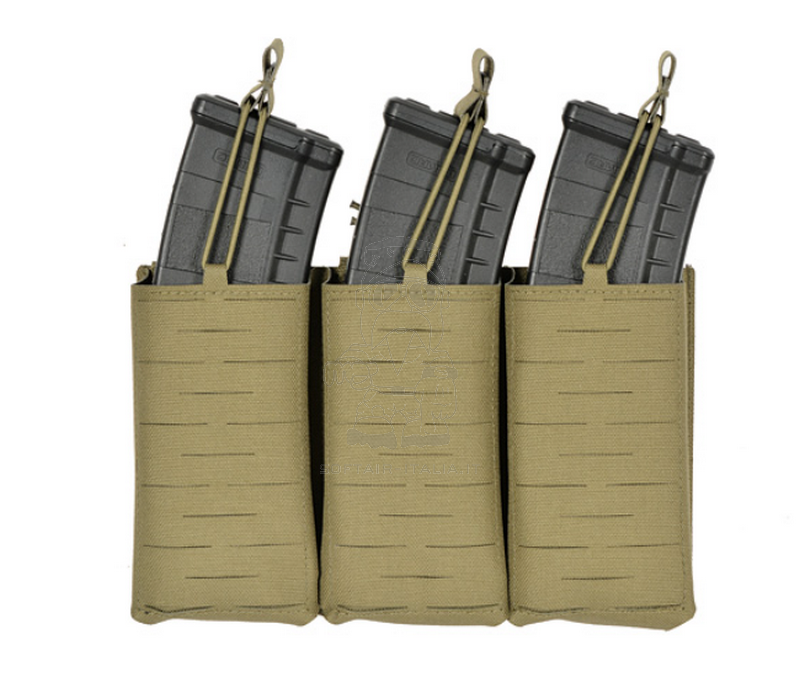 M4 - AR15 - AK 3 x Magazines MOLLE Pouch Laser Cut Desert Coyote Tan by 8Fields
