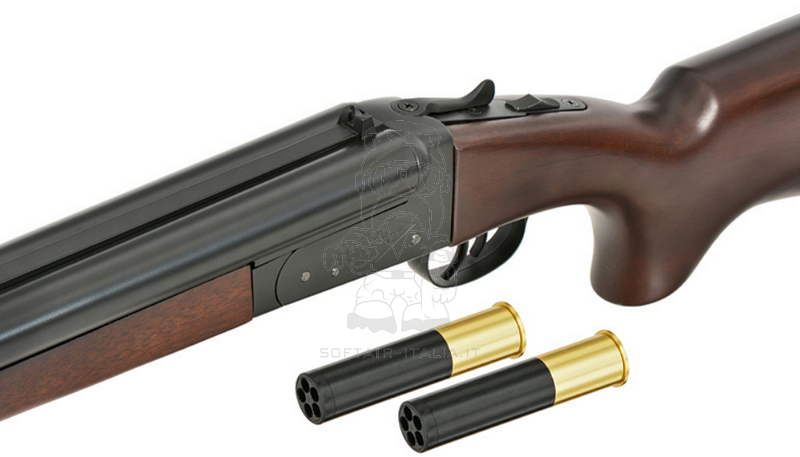 Mad Max Full Size Long Double Barrel 45bb Smoothbore Full Wood & Metal Gas Shotgun by Haw San