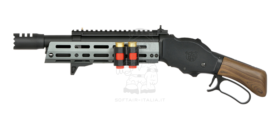 Mare's Leg Winchester Type Gas 1 Joule Lever Action Shotgun Full Wood & Metal Grey Version by Golden Eagle