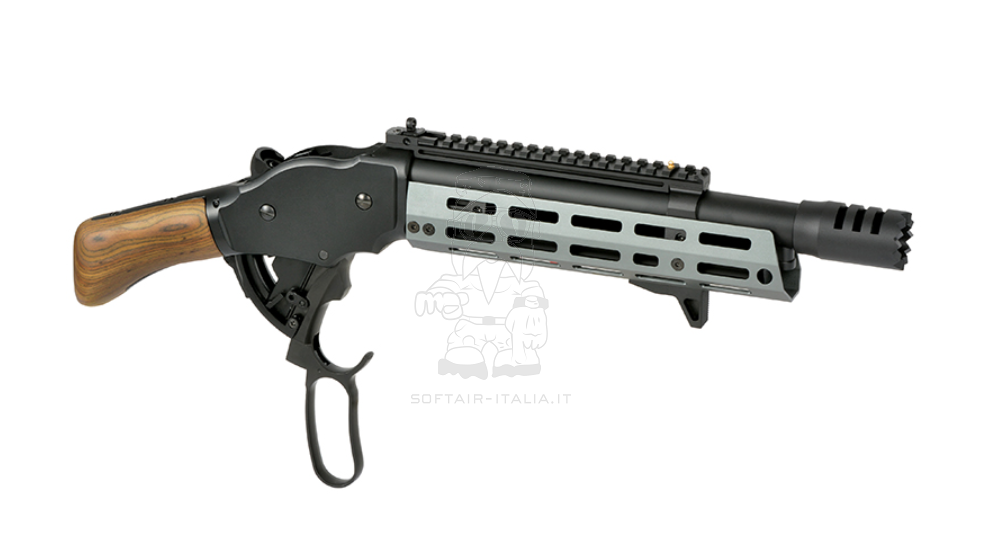 Mare's Leg Winchester Type Gas 1 Joule Lever Action Shotgun Full Wood & Metal Grey Version by Golden Eagle