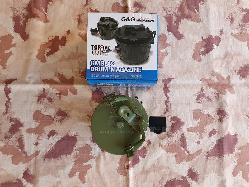 MG42 G&G GMG42 1700bb OD Green Electric Drum Magazine for GMG42 w. Battery by G&G