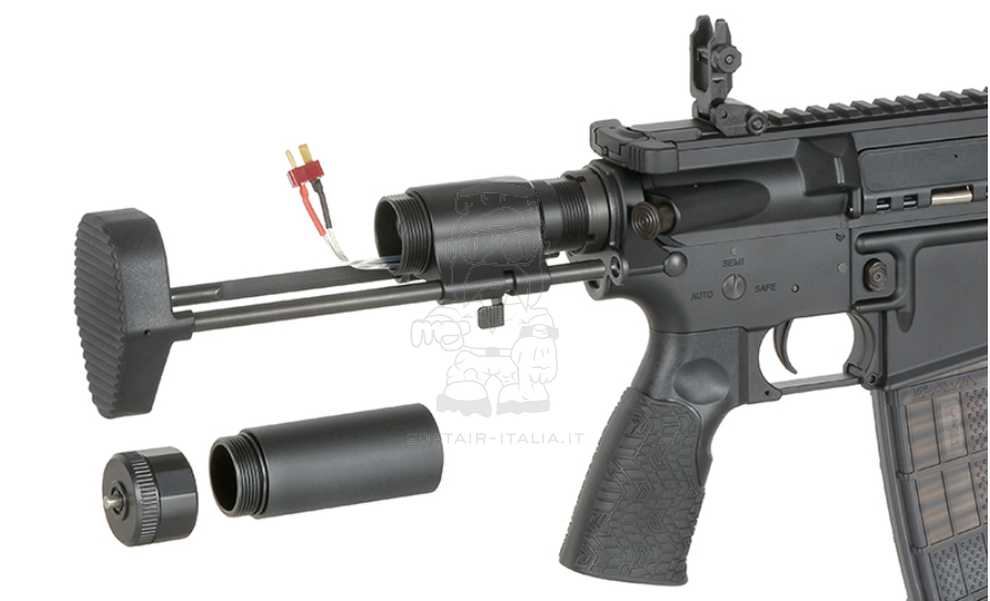 PDW SBR Daniel Defense DDM4 EShooter ETU Kestrel Mosfet Black Version AEG by Cyma Platinum EMG