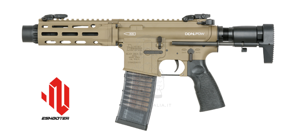 PDW SBR Daniel Defense DDM4 EShooter ETU Kestrel Mosfet FDE Flat Dark Earth Desert Tan AEG by EMG > Cyma Platinum