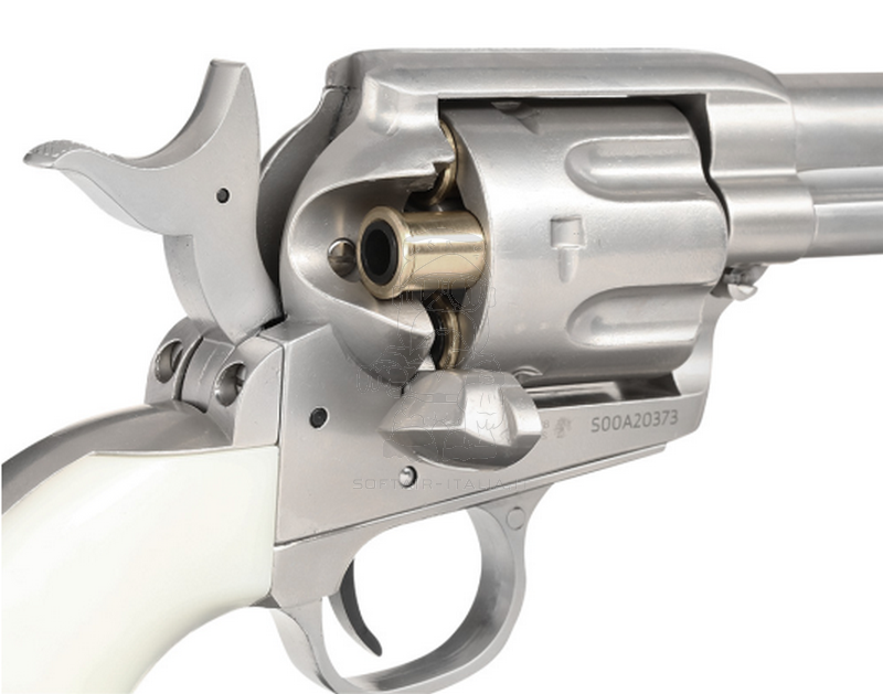 Peacemaker .45 SAA Full Metal Gas Matt Silver - Inox Ivory Grip Panels Version by King Arms