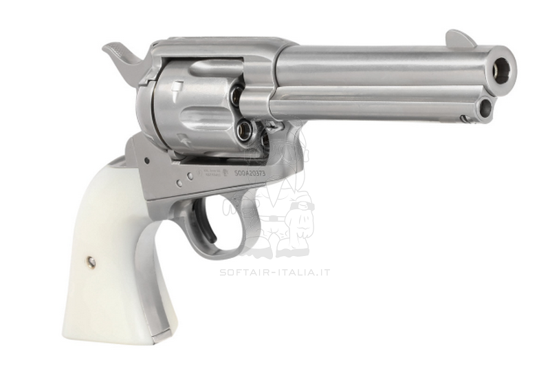 Peacemaker .45 SAA Full Metal Gas Matt Silver - Inox Ivory Grip Panels Version by King Arms