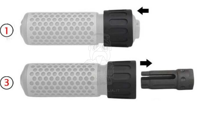 QDC Quick Detach Supressor KAC Silenziatore DE Dark Earth w. 14mm. CCW Flash Hider Spegnifiamma by Big Dragon