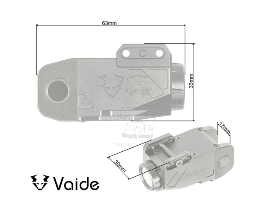 Vaide Scrapper Pistol Flash Light 500L - 200L - 40L & Strobe SOS Light by VectorOptics