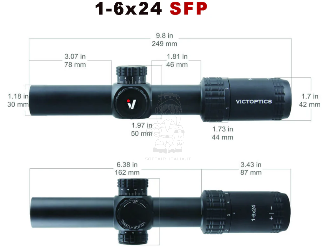 Vicoptics S6 1-6×24 LPVO SFP Scope with High Picatinny Mount by Vicoptics