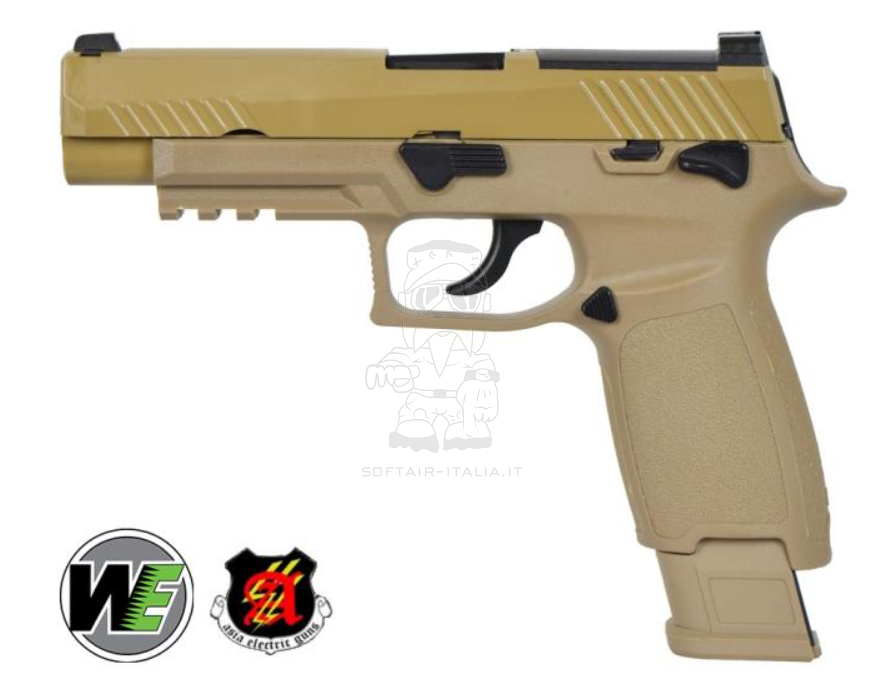 WE P320 Sig Sauer Type Replica No Logo F17 - M17 Metal Slide Tan Dark Earth GBB Gas Blow Back Airsoft Pistol by WE Asia Electric Gun