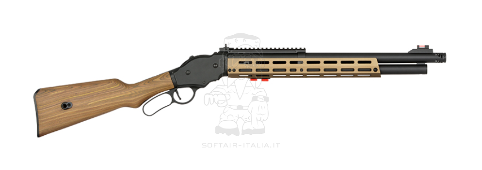 Winchester Terminator 2 Gas Lever Action Function Shotgun Bronze M-Lok Handguard AT8703T w. Shell Holder Real Wood Stock by Golden Eagle