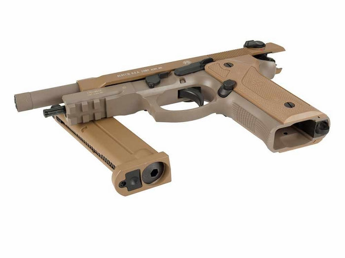 Beretta M9A3 - M96A1 Type Scritte e Loghi originali FDE Blowback Co2 Metal Slide by Kwc x Umarex