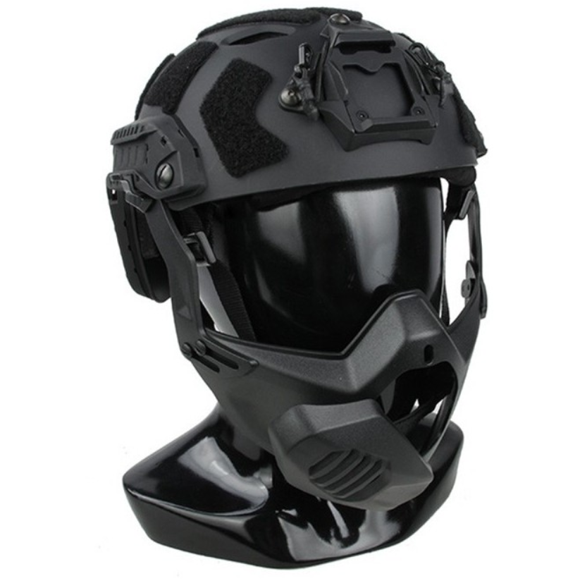 Black Super Flowing Helmet Light Version with Modular Lightweight Mask by TMC