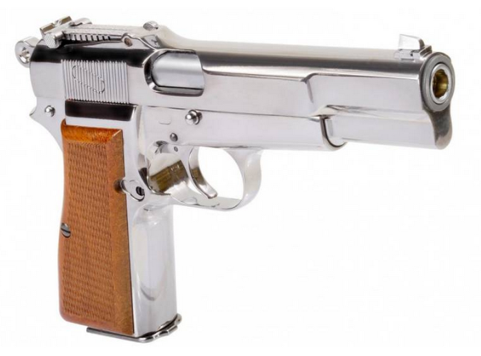 Browning HP M1911 Military "King of Nines" Chrome 9X21 Parabellum Full Metal High Power GBB by We