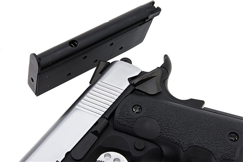 1911 .45 ACP Officer Size NE10 Series Aluminum Slide GBB Black Frame & Silver Slide by Armorer Works Customs
