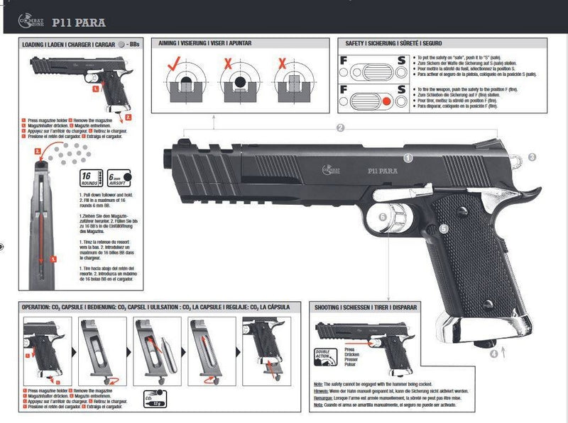 Combat Zone P11 PARA Co2 NBB Non Blow Back by Umarex