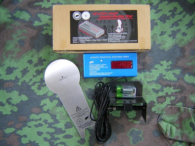 Apsa Us Airsoft Practical Shooting Timer con Bersaglio + Kit 5 Bersagli AIPSC Popper by MadBull