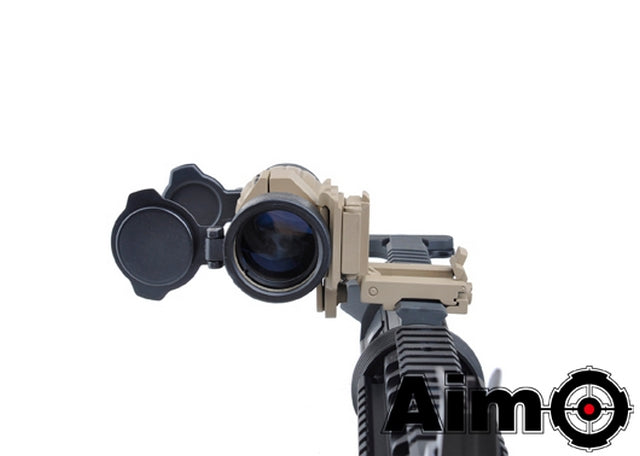 ET Style 4X FXD Tan Magnifier With Adjustable QD Mount by Aim-O