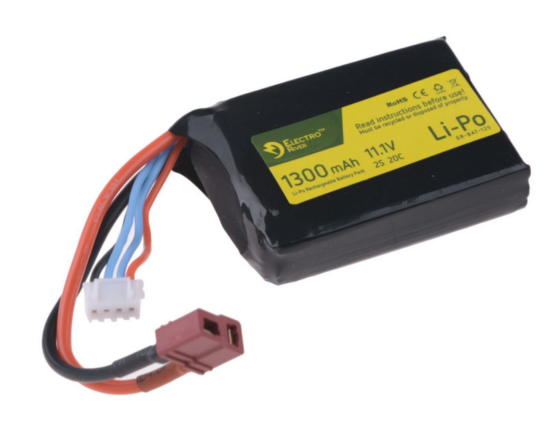 Electro River Li-Po 11.1v 1300mAh 20-40C Battery ANPEQ Size T-Connect Deans by Electro River