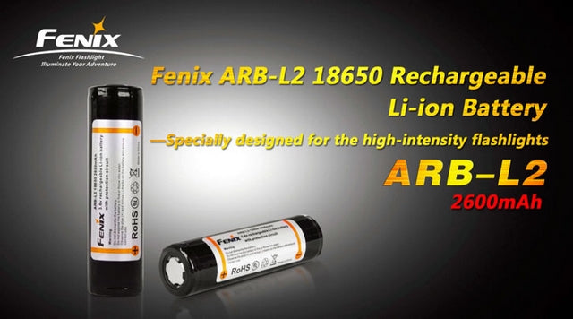 2xCR123 = 1 x ARBL2 Rechargeable 18650 Li-Ion Battery by Fenix