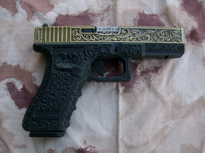 G17 - S17 Floral Pattern Ivory GBB Metal Slide by We