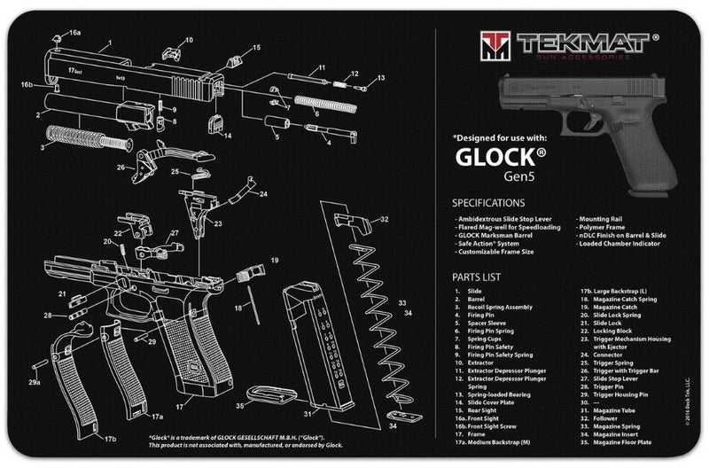 Glock Gen 5 Gun Cleaning Mat Tappetino Manutenzione b TekMat