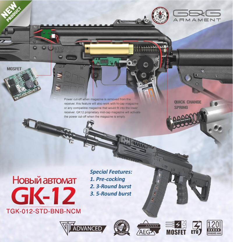 G&G AK12 - GK12 ETU - Mosfet AEG TGK-012-STD-BNB-NCM by G&G