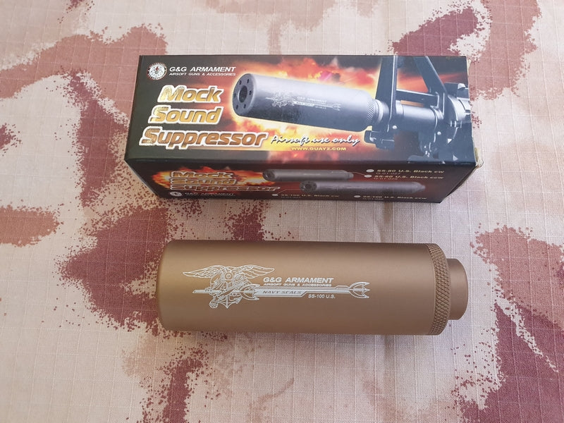 G&G SS-100 Mock Sound Suppressor Silenziatore Tan Dark Bronze 100mm. G-01-029 by G&G